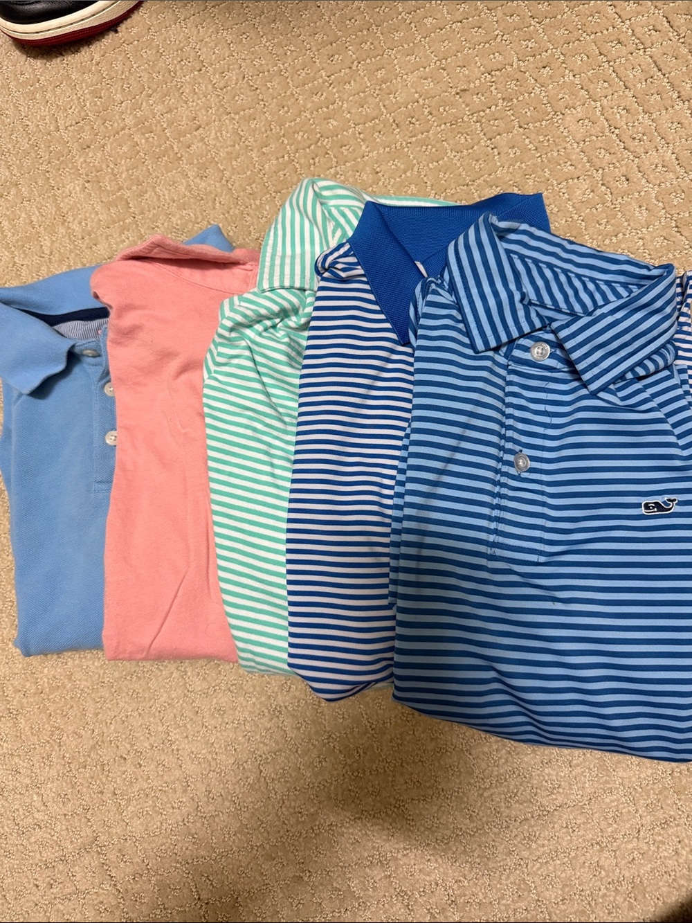 Five Vineyard Vines Kids Polo in Blues, Pink & Mint Stripe